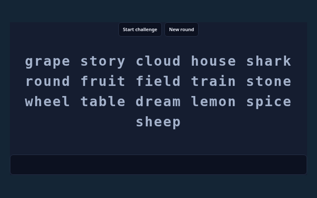 Typing Challenge game board